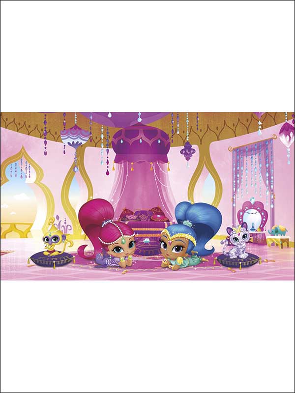Shimmer Shine Genie Palace 7 Panel mural in pink color - pattern number JL1386M - by York in the York Murals collection