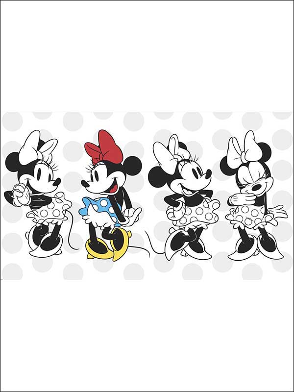 Minnie Rocks The Dots XL 7 Panel mural in red color - pattern number JL1407M - by York in the York Murals collection