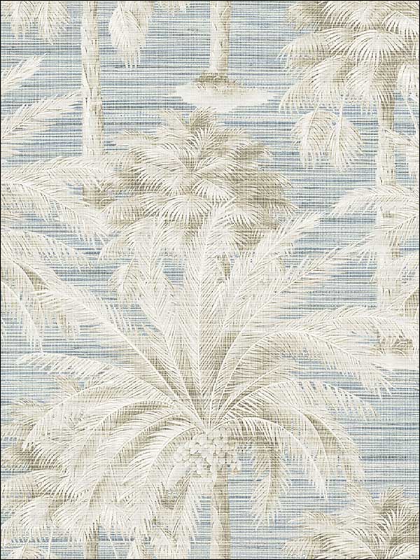 Dream Of Palm Trees Texture fabric in blue color - pattern number PS40002 - by Kenneth James in the Palm Springs collection
