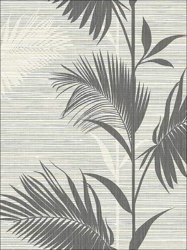 Away on Holiday Palm fabric in black color - pattern number PS40300 - by Kenneth James in the Palm Springs collection