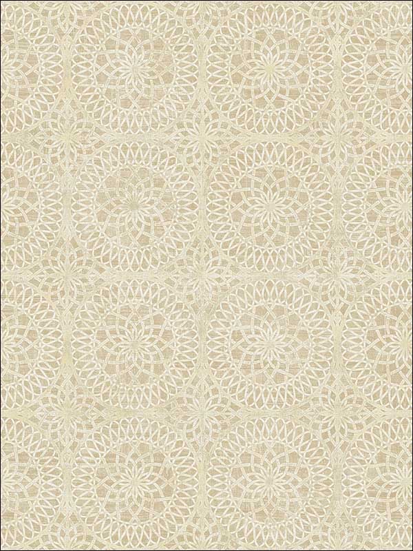 Twist Medallion fabric in beige color - pattern number PS40805 - by Kenneth James in the Palm Springs collection
