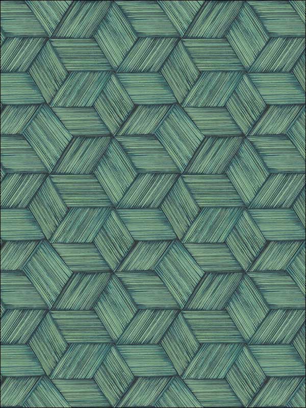 Intertwined Geometric wallpaper in blue color - pattern number PS41404 - by Kenneth James in the Palm Springs collection