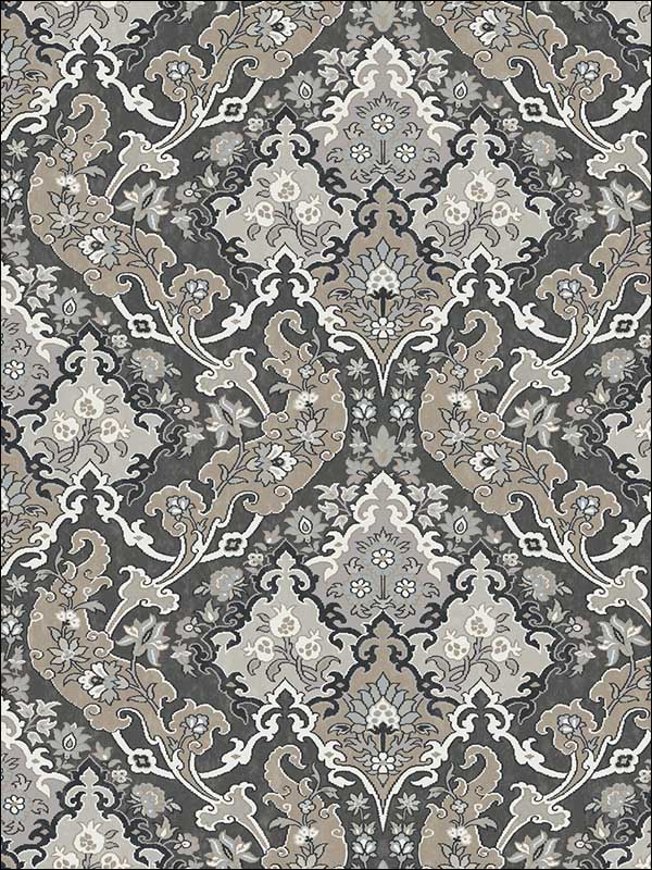 Pushkin wallpaper in charcoal color - pattern number 108/8043.CS.0 - by Cole and Son in the Mariinsky Damask Wallpapers collection