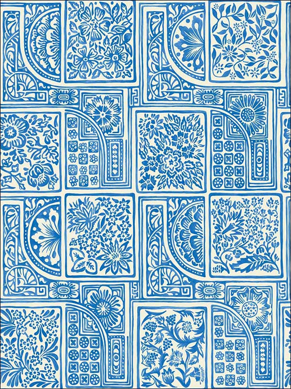Bellini wallpaper in blue and white color - pattern number 108/9045.CS.0 - by Cole and Son in the Mariinsky Damask Wallpapers collection