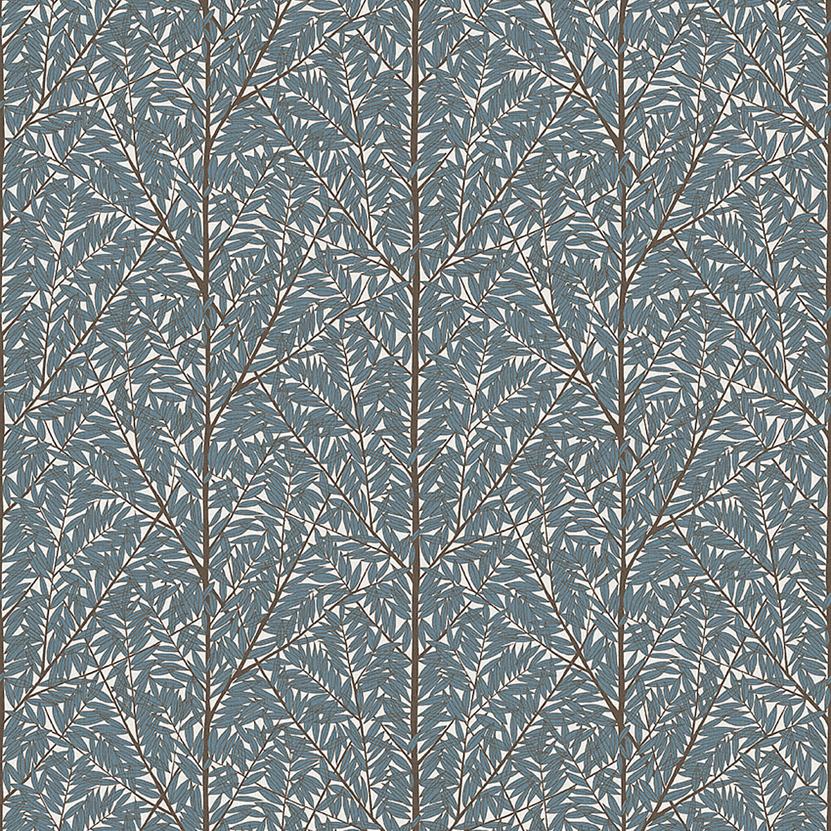 Korgpil mural in blue color - pattern number 1957 - by Schumacher in the Borastapeter collection