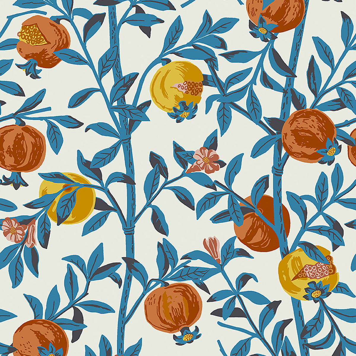 Granatapple wallpaper in persimmon color - pattern number 1960 - by Schumacher in the Borastapeter collection