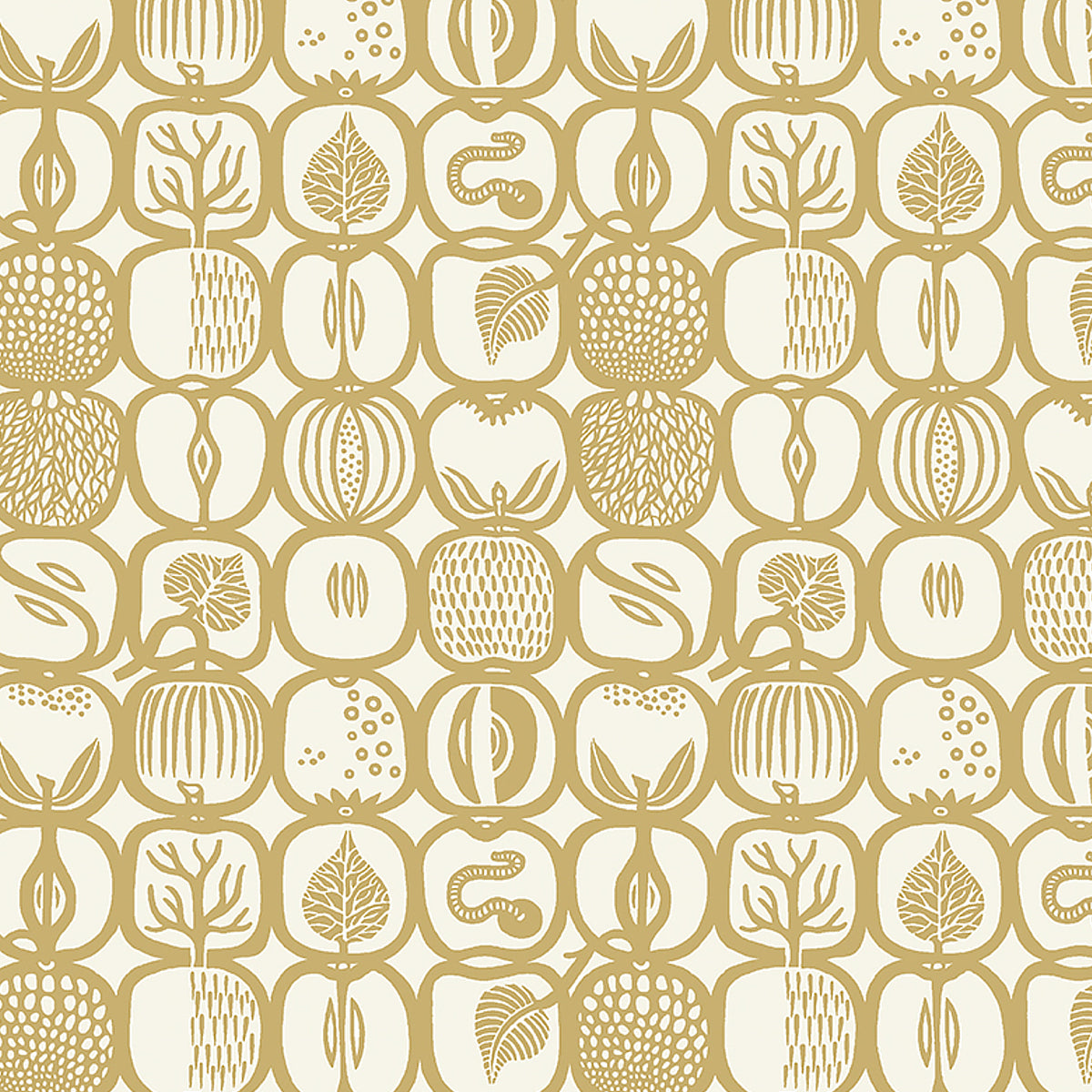 Fruktlada fabric in ochre color - pattern number 1972 - by Schumacher in the Borastapeter collection