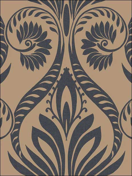 Bonaire wallpaper in black and metallic gold color - pattern number TA21000 - by Seabrook in the Tortuga collection
