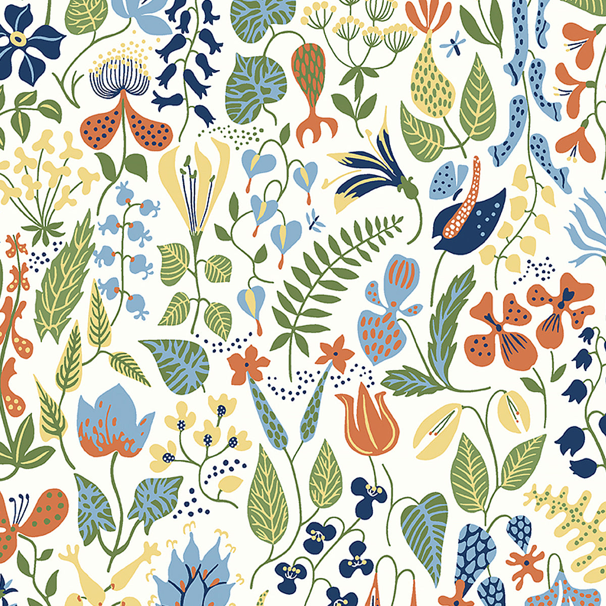 Herbarium wallpaper in multi color - pattern number 1978 - by Schumacher in the Borastapeter collection