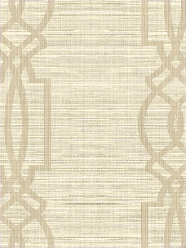 Trellis on Grass Faux with Textile Strings wallpaper in warm neutral beige color - pattern number OY33708 - by Paper and Ink in the White on White collection