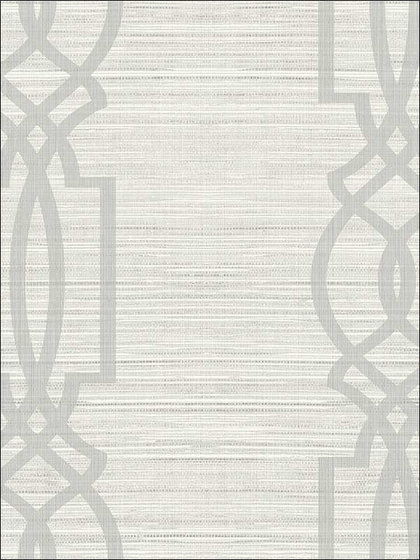Trellis on Grass Faux with Textile Strings wallpaper in cool neutral color - pattern number OY33710 - by Paper and Ink in the White on White collection