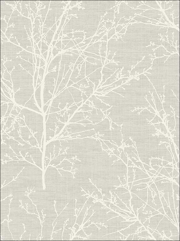 Branch Silhouettes fabric in cool neutral color - pattern number OY34002 - by Paper and Ink in the White on White collection