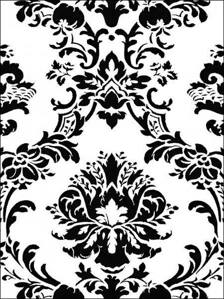 Document Damask fabric in black white color - pattern number BK32013 - by Patton Norwall in the Stripes and Damasks 3 collection