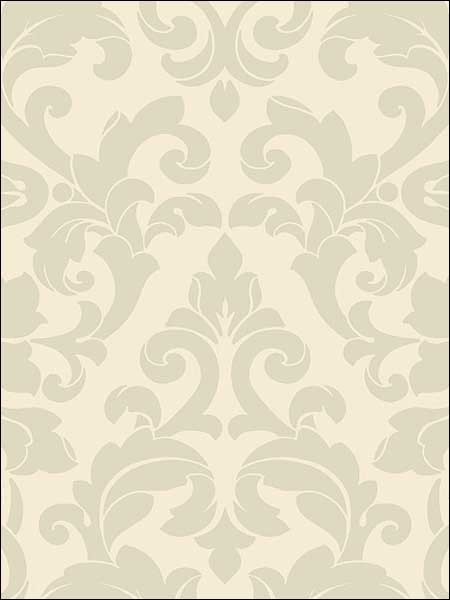 Velvet Damask fabric in green cream color - pattern number DS29715 - by Patton Norwall in the Stripes and Damasks 3 collection