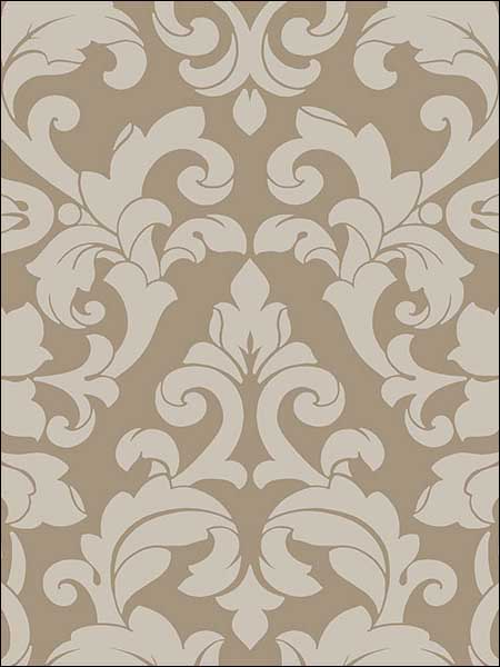 Velvet Damask fabric in taupe brown metallic silver color - pattern number DS29716 - by Patton Norwall in the Stripes and Damasks 3 collection