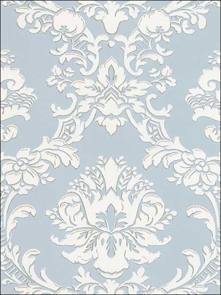 Document Damask fabric in pearl light blue color - pattern number SD25646 - by Patton Norwall in the Stripes and Damasks 3 collection