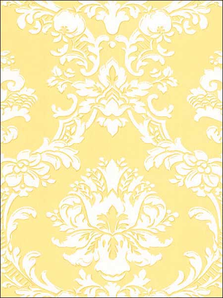 Document Damask fabric in yellow white color - pattern number SD25650 - by Patton Norwall in the Stripes and Damasks 3 collection