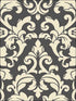 Velvet Damask fabric in beige black color - pattern number SD36118 - by Patton Norwall in the Stripes and Damasks 3 collection