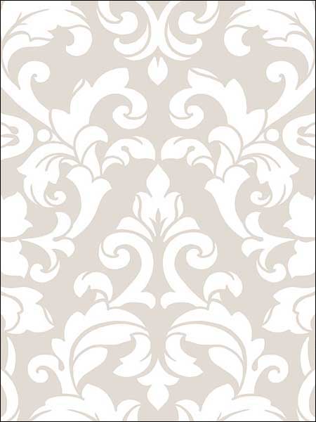 Velvet Damask fabric in beige white color - pattern number SD36119 - by Patton Norwall in the Stripes and Damasks 3 collection