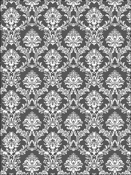 Mini Damask fabric in black color - pattern number SD36135 - by Patton Norwall in the Stripes and Damasks 3 collection