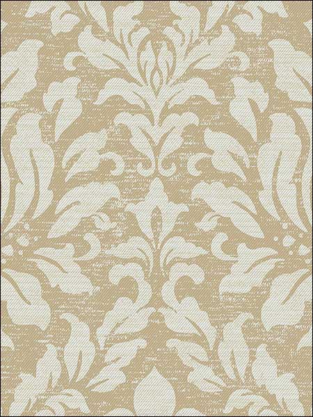 Stitched Damask wallpaper in light green metallic gold color - pattern number SD36140 - by Patton Norwall in the Stripes and Damasks 3 collection