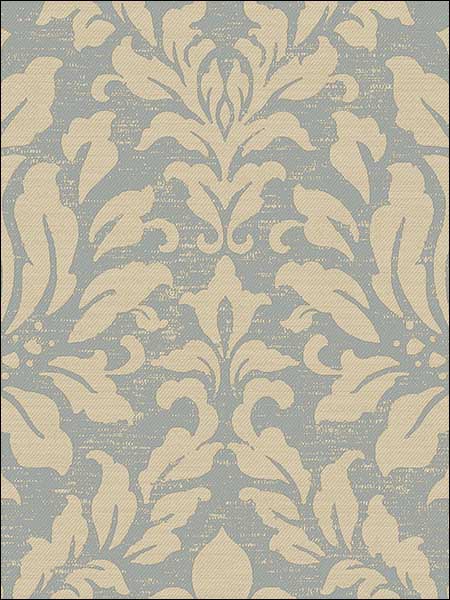 Stitched Damask wallpaper in blue metallic gold color - pattern number SD36141 - by Patton Norwall in the Stripes and Damasks 3 collection