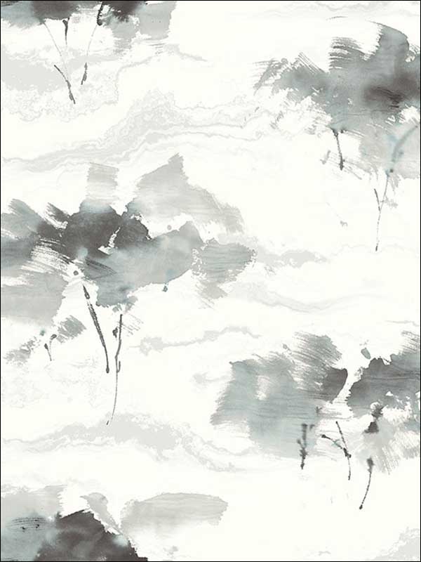 Brushstroke Trees wallpaper in metallic silver ebony and pearl color - pattern number AH40700 - by Seabrook in the L Atelier De Paris collection