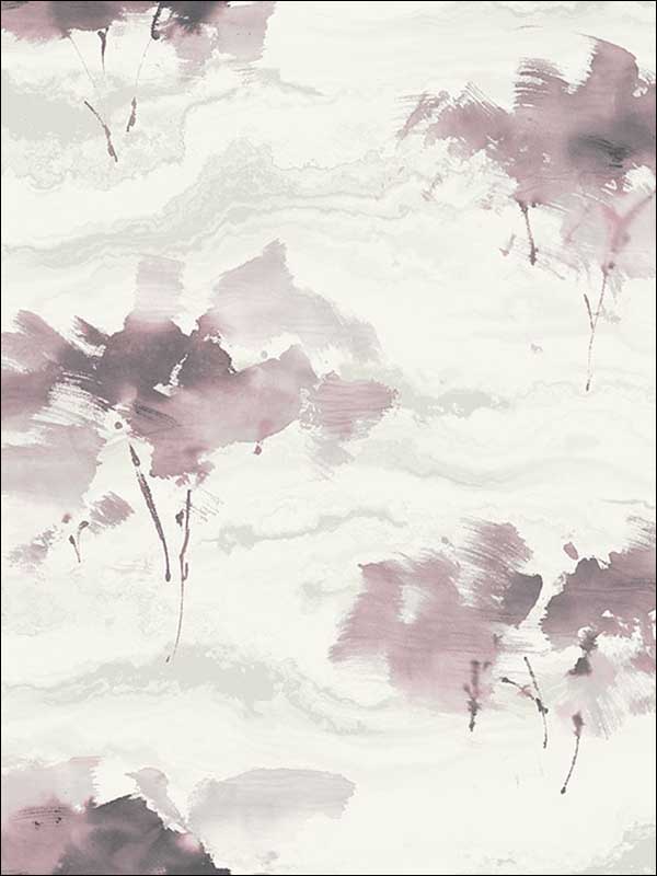 Brushstroke Trees wallpaper in metallic mauve ebony and pearl color - pattern number AH40701 - by Seabrook in the L Atelier De Paris collection