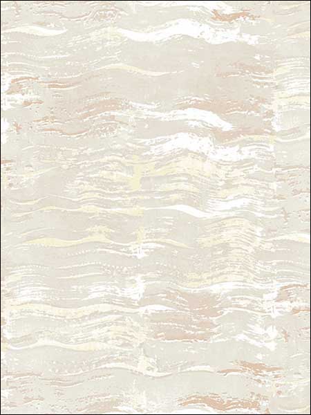 Bleached Wave wallpaper in metallic champagne and bisque color - pattern number AH40803 - by Seabrook in the L Atelier De Paris collection