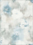 Abstract Floral wallpaper in metallic silver off white and sky blue color - pattern number AH40902 - by Seabrook in the L Atelier De Paris collection