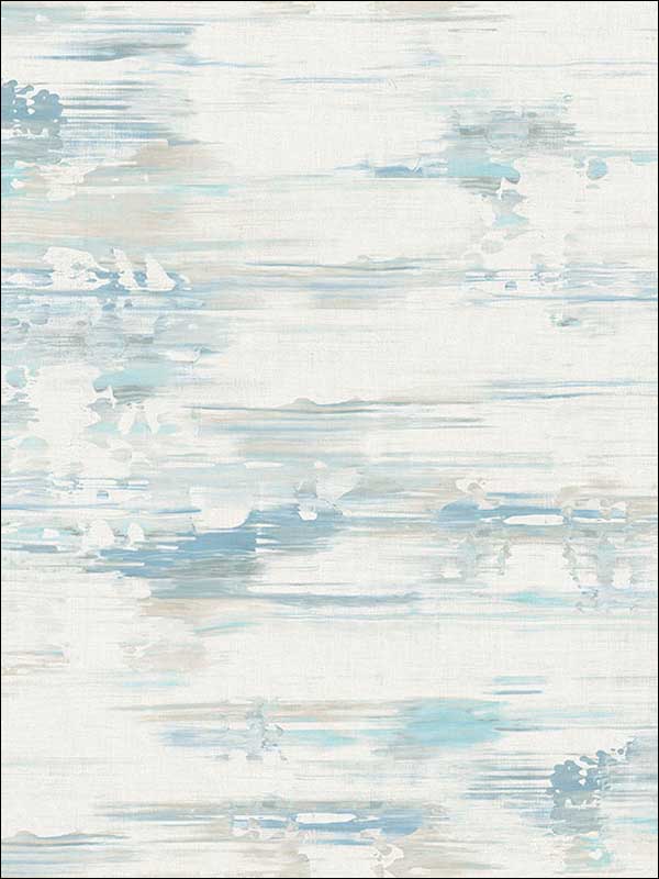 Spatula Stripes wallpaper in sky blue silver and off white color - pattern number AH41102 - by Seabrook in the L Atelier De Paris collection