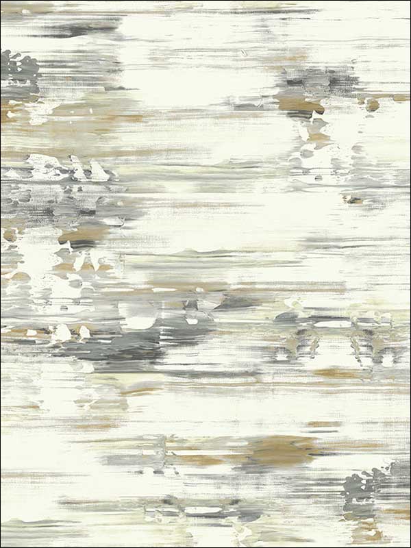 Spatula Stripes wallpaper in gold gray and off white color - pattern number AH41105 - by Seabrook in the L Atelier De Paris collection