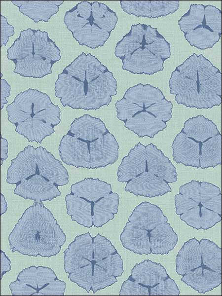 Shibori Blossoms wallpaper in metallic periwinkle and teal color - pattern number AH41302 - by Seabrook in the L Atelier De Paris collection