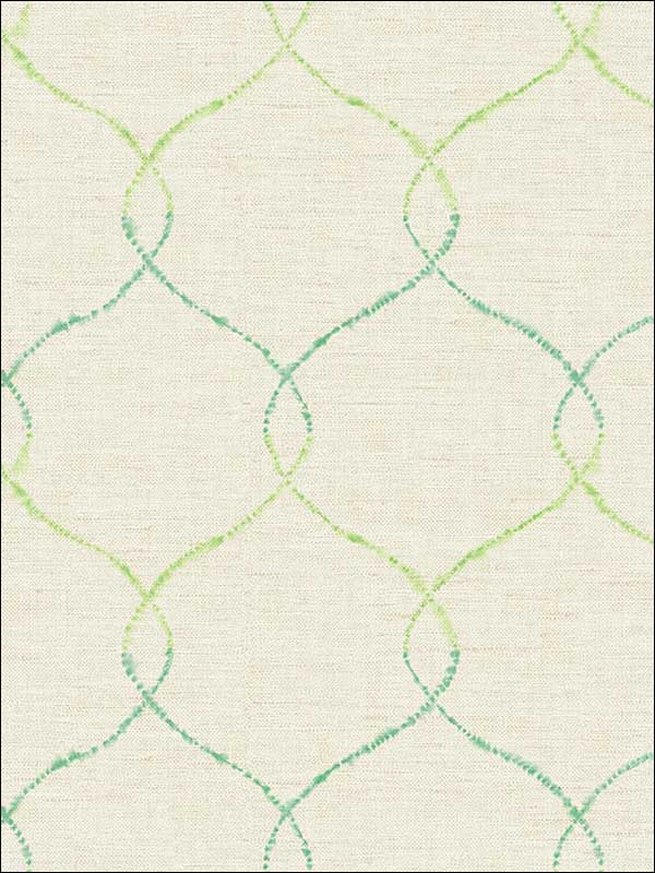Shibori Lattice wallpaper in lime green teal and metallic pearl color - pattern number AH41601 - by Seabrook in the L Atelier De Paris collection