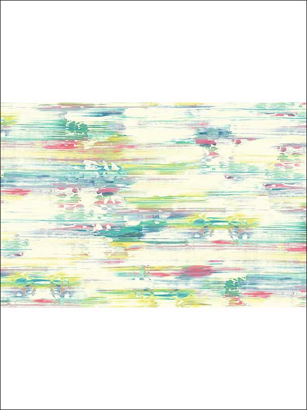 Faux Watercolor 3 Panel mural in teal and red color - pattern number AH42101M - by Seabrook in the L Atelier De Paris collection