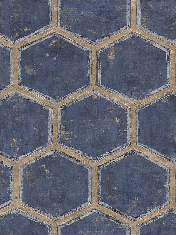 Wright wallpaper in blue color - pattern number MW31502 - by Seabrook in the Metalworks collection