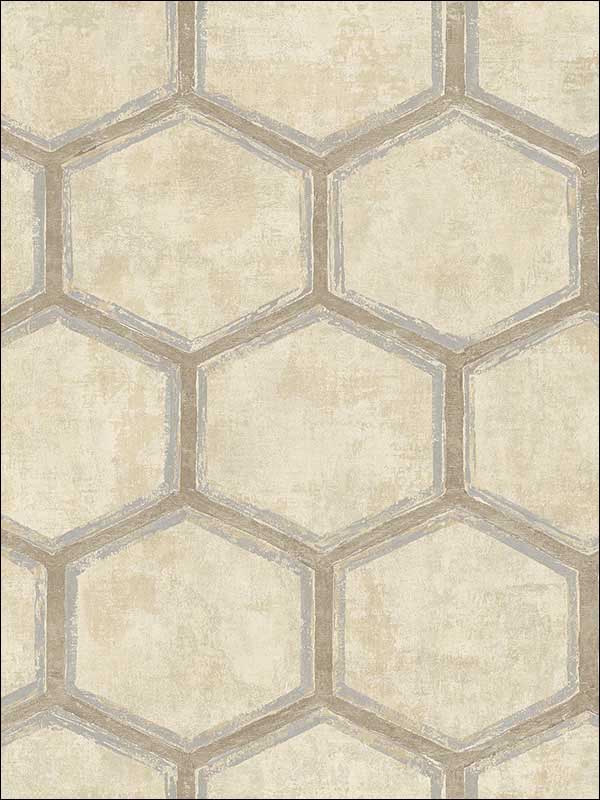 Wright wallpaper in warm neutral beige color - pattern number MW31505 - by Seabrook in the Metalworks collection
