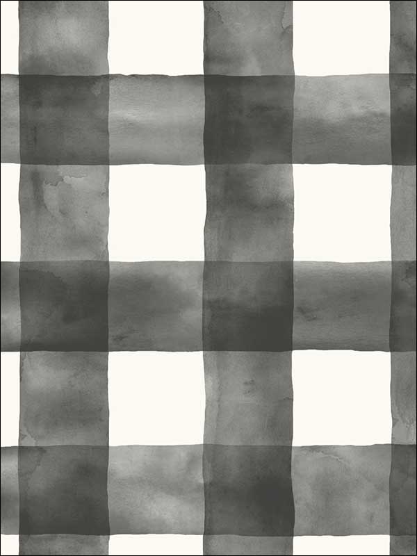 Watercolor Check fabric in black and white color - pattern number MH1516 - by Magnolia Home by Joanna Gaines in the Magnolia Home collection