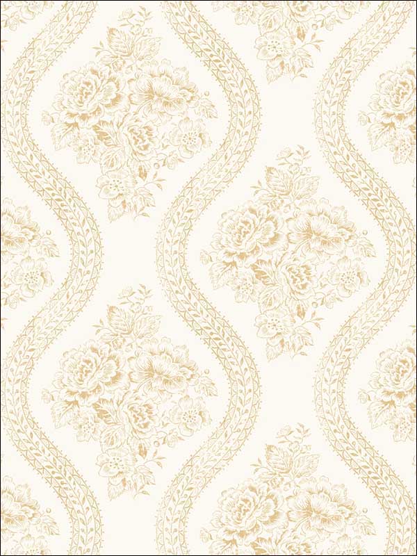 Coverlet Floral wallpaper in yellow color - pattern number MH1602 - by Magnolia Home by Joanna Gaines in the Magnolia Home collection
