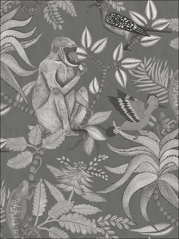 Savuti fabric in charcoal color - pattern number 109/1002.CS.0 - by Cole and Son in the The Ardmore Collection collection