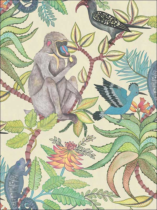 Savuti fabric in cream multi color - pattern number 109/1007.CS.0 - by Cole and Son in the The Ardmore Collection collection