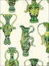 Khulu Vases fabric in green and white color - pattern number 109/12056.CS.0 - by Cole and Son in the The Ardmore Collection collection