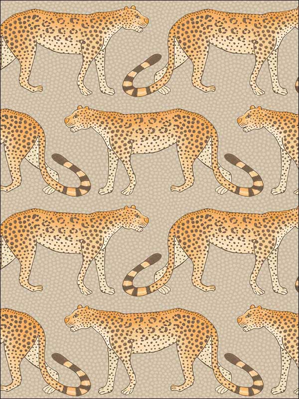 Leopard Walk wallpaper in stone and orange color - pattern number 109/2010.CS.0 - by Cole and Son in the The Ardmore Collection collection
