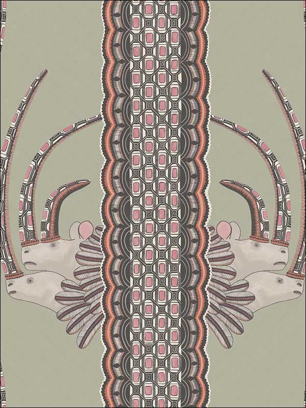 Jabu wallpaper in olive and pink color - pattern number 109/3017.CS.0 - by Cole and Son in the The Ardmore Collection collection