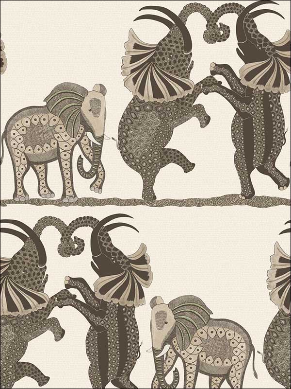 Safari Dance fabric in neutral and charcoal color - pattern number 109/8036.CS.0 - by Cole and Son in the The Ardmore Collection collection