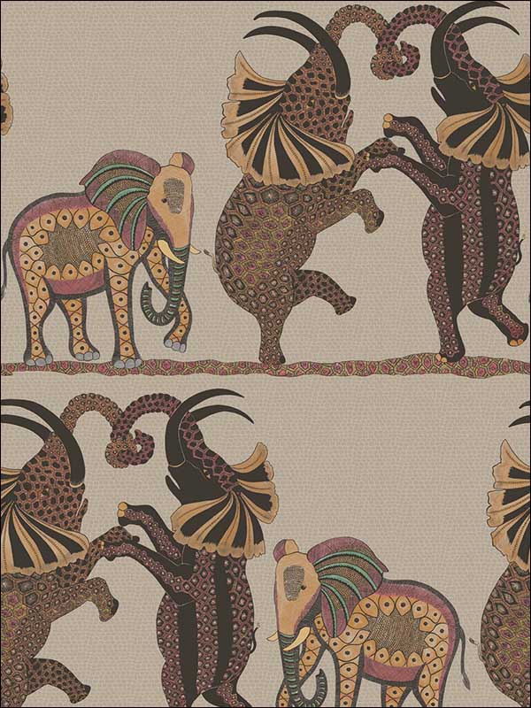 Safari Dance fabric in red and linen color - pattern number 109/8038.CS.0 - by Cole and Son in the The Ardmore Collection collection