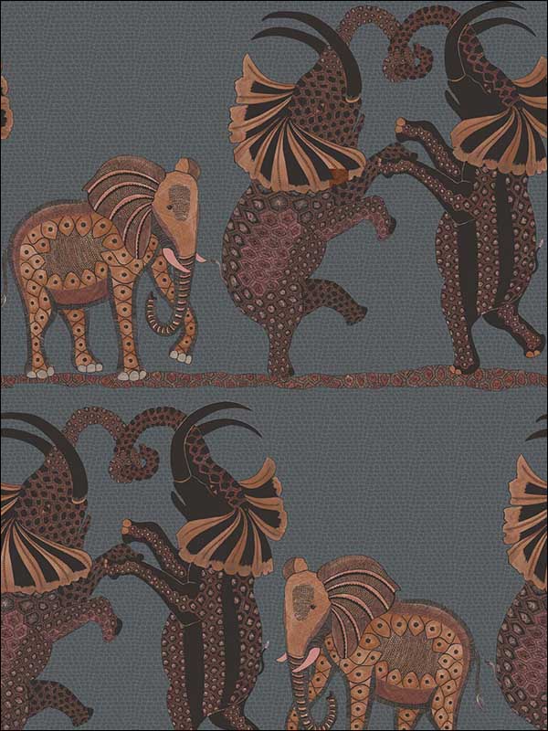 Safari Dance wallpaper in charcoal and reds color - pattern number 109/8040.CS.0 - by Cole and Son in the The Ardmore Collection collection