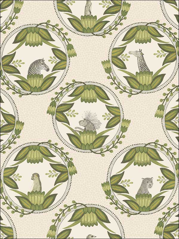 Ardmore Cameos wallpaper in stone and green color - pattern number 109/9041.CS.0 - by Cole and Son in the The Ardmore Collection collection