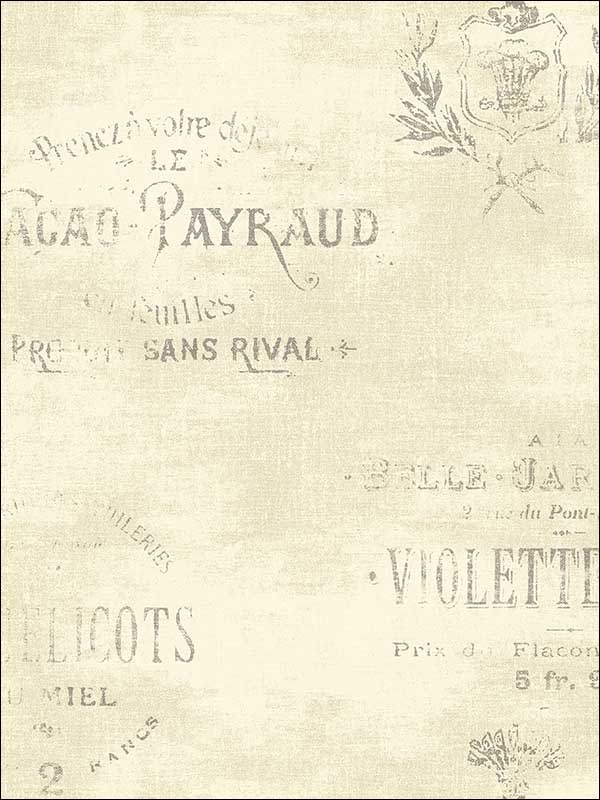 Writing Crests fabric in warm neutral beige color - pattern number TL30305 - by Pelican Prints in the Rittenhouse Square collection