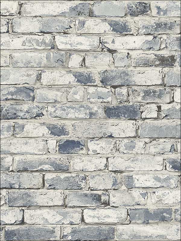 Brick wallpaper in blue color - pattern number TL31702 - by Pelican Prints in the Rittenhouse Square collection
